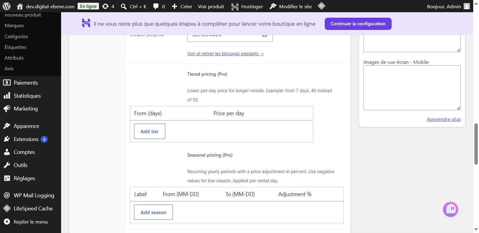 Fonctionnalites de la version Pro EbeRent